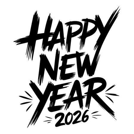 Happy New Year 2026 - Bold Brush Script Designのイラスト素材
