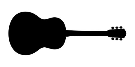 Acoustic Guitar silhouette vector on white backgroundのイラスト素材