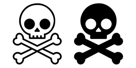skull and crossbone vector on white backgroundのイラスト素材