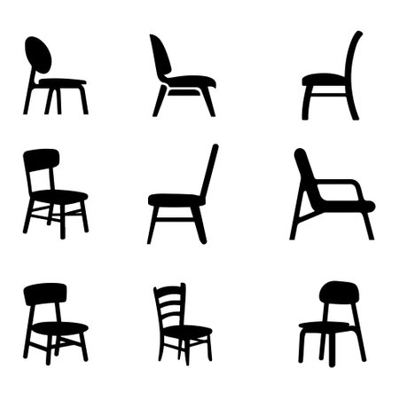 set of chairs silhouette vector on white backgroundのイラスト素材
