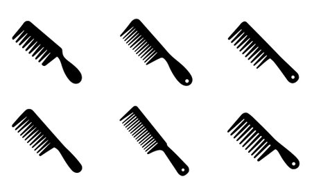 Burber comb silhouette icon set vector on white backgroundのイラスト素材