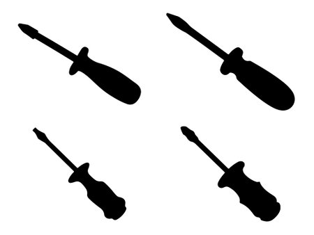 screwdriver silhouette icon set vectorのイラスト素材