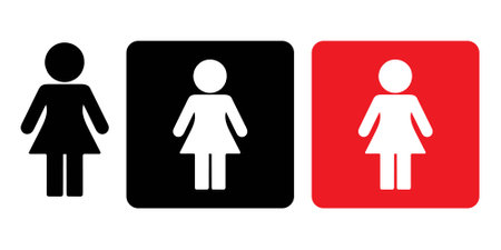 Female restroom signs on black and red backgrounds vectorのイラスト素材