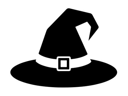 Witch hat silhouette vector on white backgroundのイラスト素材
