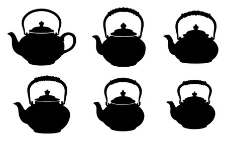 Teapot silhouette vector art on white backgroundのイラスト素材