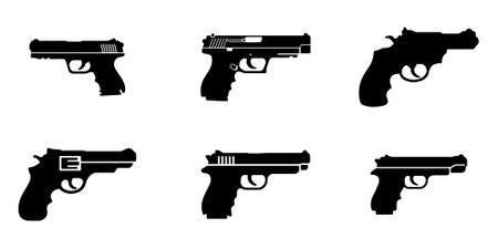 Pistol gun silhouette vector on white backgroundのイラスト素材