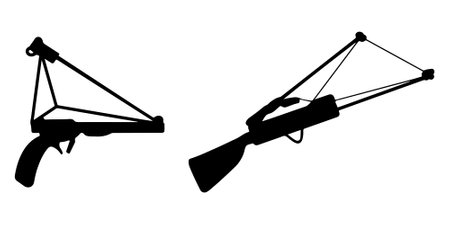 Silhouette of a Traditional and Modern Sling-Shot vectorのイラスト素材