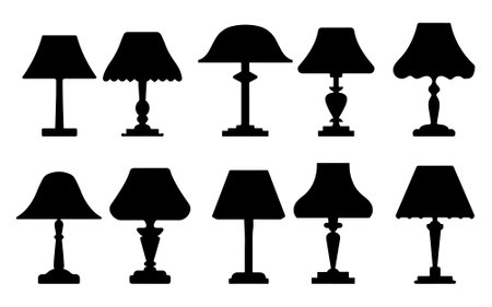 Table lamp silhouette vector art on white backgroundのイラスト素材