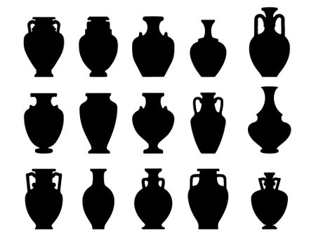 Collection of Black Silhouette Greek Vasesのイラスト素材