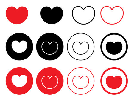 Heart icon set vector art on white background for social mediaのイラスト素材