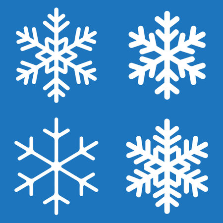 Snowflakes icon set vector art on blue backgroundのイラスト素材
