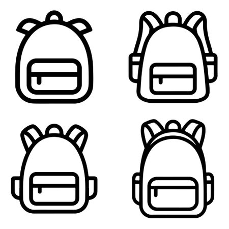 Backpack icons set. Outline set of backpack vector icons for web design isolated on white backgroundのイラスト素材