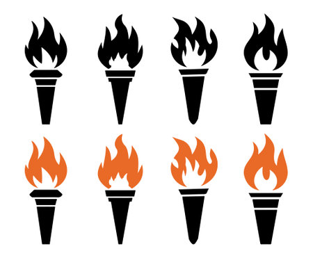Torch icon set vector art on white backgroundのイラスト素材