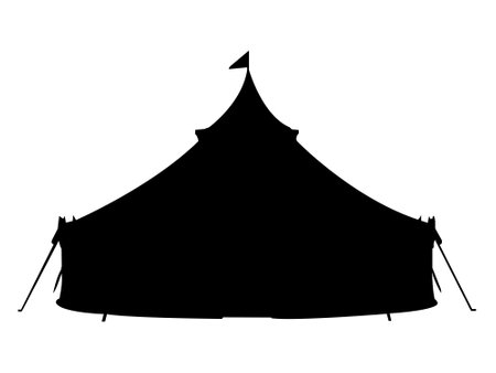 Black Silhouette of a Circus Tent vector art on white backgroundのイラスト素材