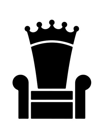 Regal throne chair icon silhouette vector on white backgroundのイラスト素材