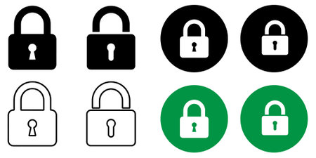 Lock icon set vector art on white backgroundのイラスト素材