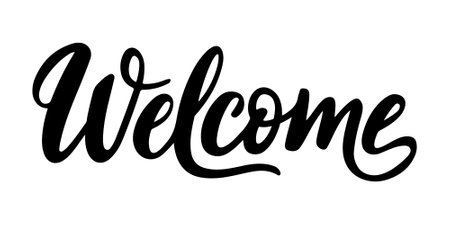Welcome hand lettering design modern calligraphy brush text composition vector on white backgroundのイラスト素材