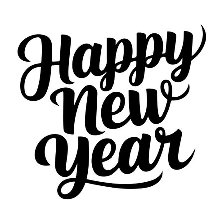 Happy New Year handwritten lettering design. Holiday calligraphy text for postcard, poster, banner design elementのイラスト素材