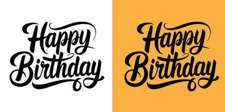 Elegant happy birthday typography with stylish calligraphy, perfect for greeting cards, social media posts, and event invitations, capturing a festive and celebratory feelのイラスト素材