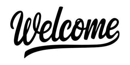 Welcome hand lettering design modern calligraphy brush text composition vector on white backgroundのイラスト素材