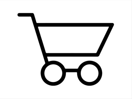 Shopping cart outline vector on white backgroundのイラスト素材