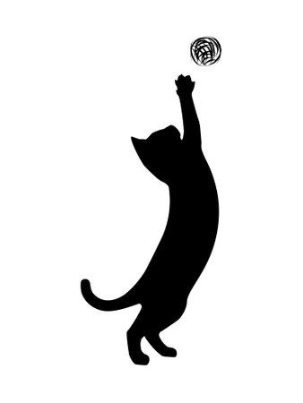 cat silhouette, vector sphinx, side view, cat breeds, pet, animals cat.のイラスト素材