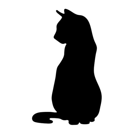 cat silhouette, vector sphinx, side view, cat breeds, pet, animals cat.のイラスト素材