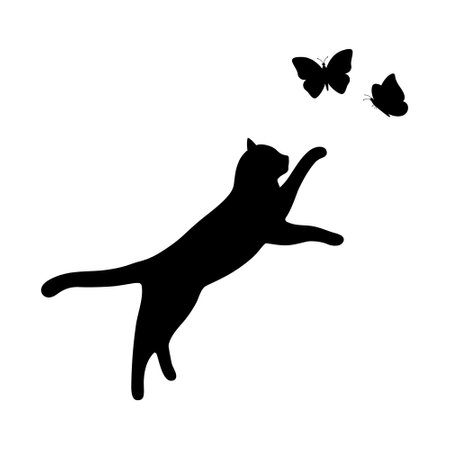 cat silhouette, vector sphinx, side view, cat breeds, pet, animals cat.のイラスト素材