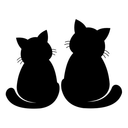 cat silhouette, vector sphinx, side view, cat breeds, pet, animals cat.のイラスト素材