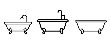Bathhub outline icon vector on white backgroundのイラスト素材
