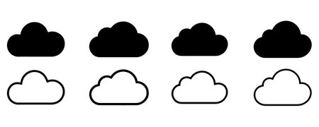 Cloud icon set vector on white backgroundのイラスト素材