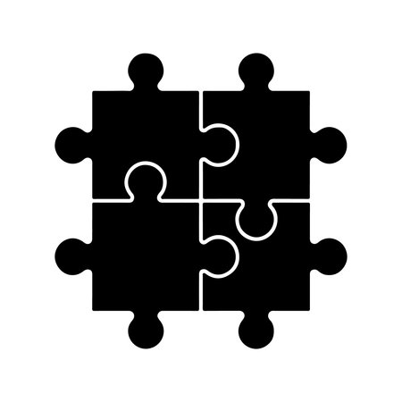 Puzzle silhouette icon vector on white backgroundのイラスト素材