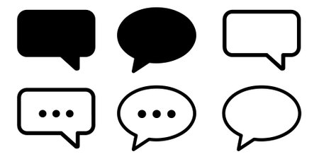 Comment icon speech bubble symbol. Speech bubble collection . Cloud speech bubbles collection. Black speech bubble . Vector illustrationのイラスト素材