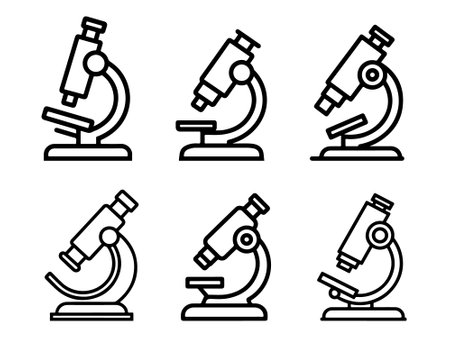 Microscope outline icon set vector on white backgroundのイラスト素材
