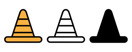 Construction cone icon, Traffic Cone icon. illustration of traffic cone, Safety Cone Icons, Outline Road traffic cones icons, cones icon in different style vector illustrationのイラスト素材