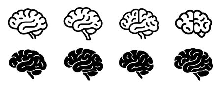 Human brain icon set. Thinking, mind refresh, brain health, creative vector illustration.のイラスト素材