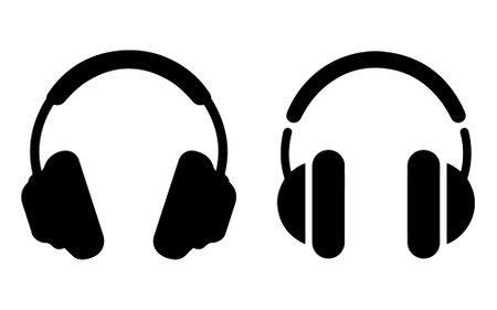 headphone icon set silhouette vector artのイラスト素材
