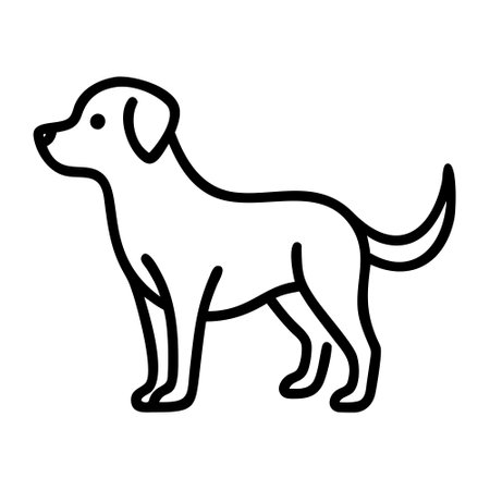 Cute Dog Outline - Black and White Dog Clip Art for Coloring Pages and Educational Materialsのイラスト素材