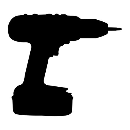 Silhouette of a cordless drill vector art on white backgroundのイラスト素材