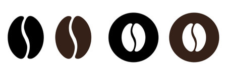 Coffee bean web flat icon set vector artのイラスト素材