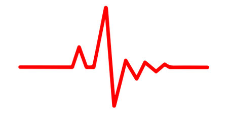 Red heartbeat line icon. Pulse trace, ECG or EKG Cardio graph symbol for Health, Medical cardiology analysis. Stroke heart diagram, cardiogram. Vector artのイラスト素材