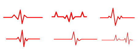heart beat cardiogram red line art vectorのイラスト素材