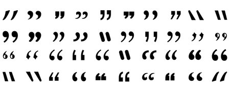 Collection of quotation mark, double quote, single quote, typography, punctuation,grammar icon vectorのイラスト素材