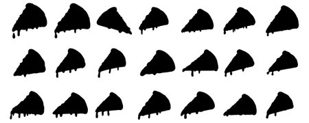 Delicious Melted Pizza Slice silhouette vectorのイラスト素材