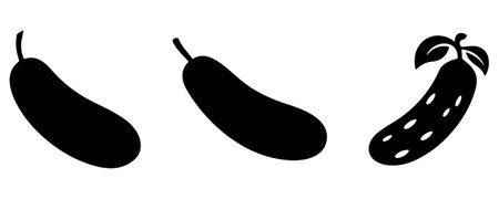 Black Cucumber silhouette vector design on white background. Cucumber silhouette vector art on white backgroundのイラスト素材