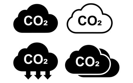 Reduction Greenhouse CO2 with Cloud Emission Line and Silhouette Icon Set, Carbon Dioxide icon set...