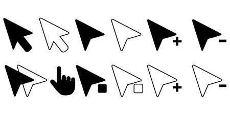 Click icon set. pointer arrow icon. cursor icon vector on white background. pointer icon. finger...