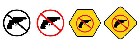 No Guns Weapons Allowed Prohibition Sign Icon. No gun sign. Vector illustration on white background