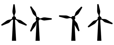 wind turbine silhouette icon set vector. Wind power icon. power icon. renewable wind turbine icon...