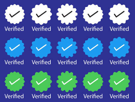 Social media and Profile Verified badge icon. Check and Approved, Accept, verified badge icon. vector icon on white backgroundのイラスト素材